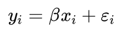 Mathematical equation representing a linear model in econometrics, showing the relationship between the dependent variable (y_i) and the independent variable (x_i).